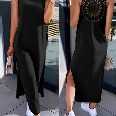 TEMU New European And Slim Fit Solid Lace Sleeveless Dress Image
