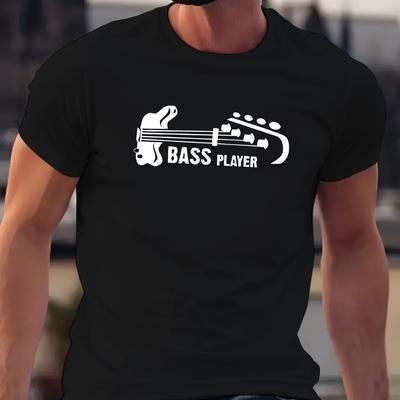 TEMU Graphic T-shirt For Men - Casual Polyester Knit Fabric, Short Sleeve, Regular Fit, Round Neck, Alphabet Pattern, Adult Unisex Summer Top Image