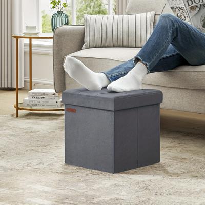 TEMU Folding Ottoman, Velvet Storage Bench, Container With Lid, Footstool, 38 X 38 Cm, Load Capacity 300 Kg, For Hallway, Living Room, Bedroom Image