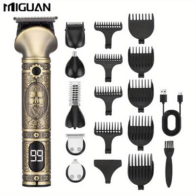 TEMU Hair Clippers And 6-in-1 Beard Trimmer Set For Men, Professional Cordless Hair Trimmer Barber Clippers For Haircut, Fade, Beard, Nose & Body Grooming, Usb-c Rechargeable, Gifts For Men Image