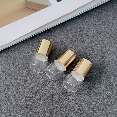 TEMU 3pcs Elegant Golden & Dropper Bottles - 1ml Portable Essential Oil & Perfume Refill Containers For Travel, Hand Wash Only, Fragrance Refill||glass Construction Image
