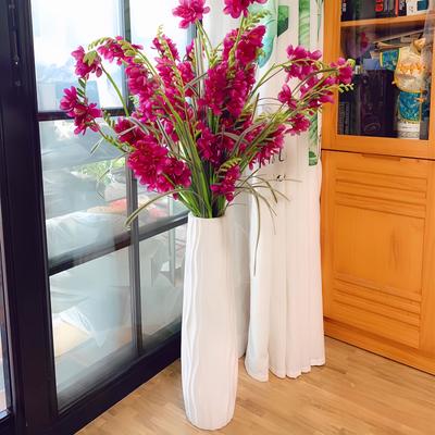 TEMU Modern Geometric Wave Pattern Plastic Flooring Vase - A Large Cylindrical Living Room Decoration, Lightweight And Durable Home Accent, Stylish Floral Arrangements And Vase Home Decor. Image