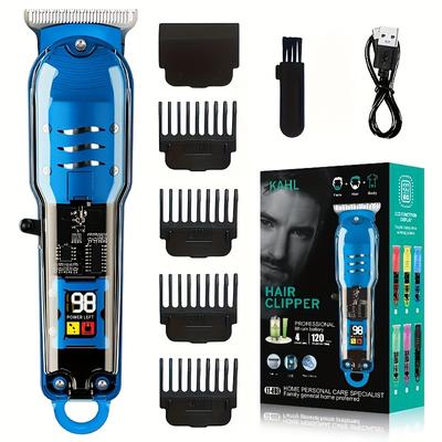 TEMU Rechargeable Professional Electric Hair Clipper, Transparent Shell Trimmer, Wireless Portable Men's And Women' Kit With Led Display Image