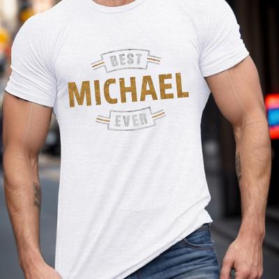 "TEMU "best Michael Ever" Print T-shirt For Men - Casual Short Sleeve Tee For Summer" Image