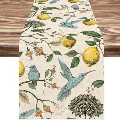 TEMU 1pc Retro Seasonal Linen Table Runner - Rectangular Woven Decorative Table Cover With And Design For Indoor Outdoor Dining And Home Party Decor Image