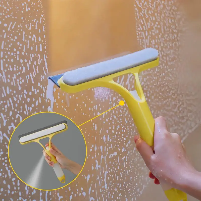 3-in-1-Schaber für Fensterreinigung, Rakel und Schrubber mit Spray, multifunktionales Haushaltsreinigungswerkzeug, Auto-Windschutzscheiben-Reiniger Image