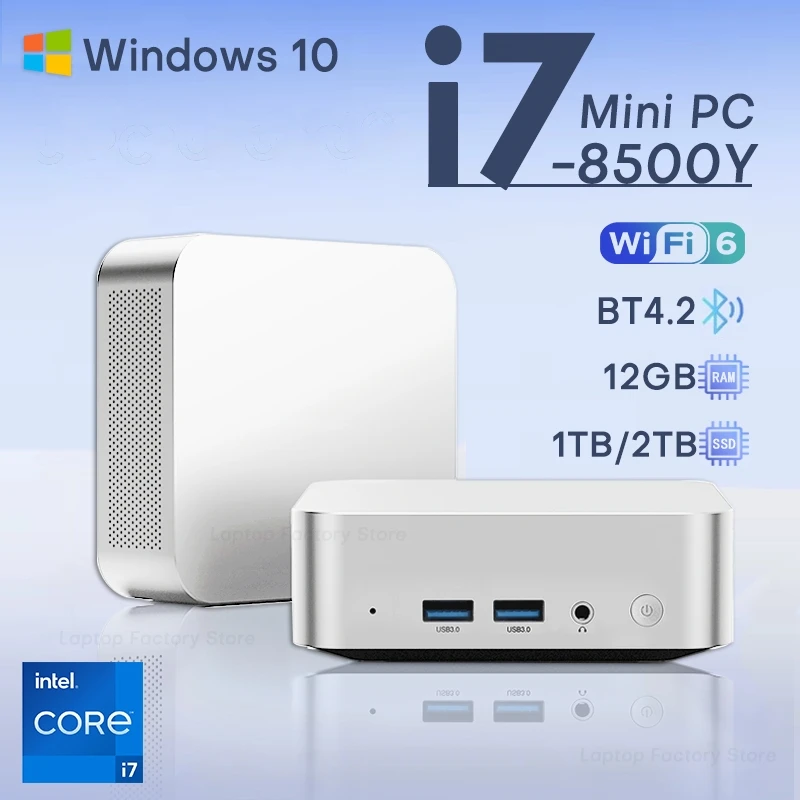 Mini Computer PC intel core i7-8500Y Windows 10 Computer 12GB DDR4 512GB 1TB 2TB SSD Wifi6 BT4.2 4K HD Graphics Portable Mini PC