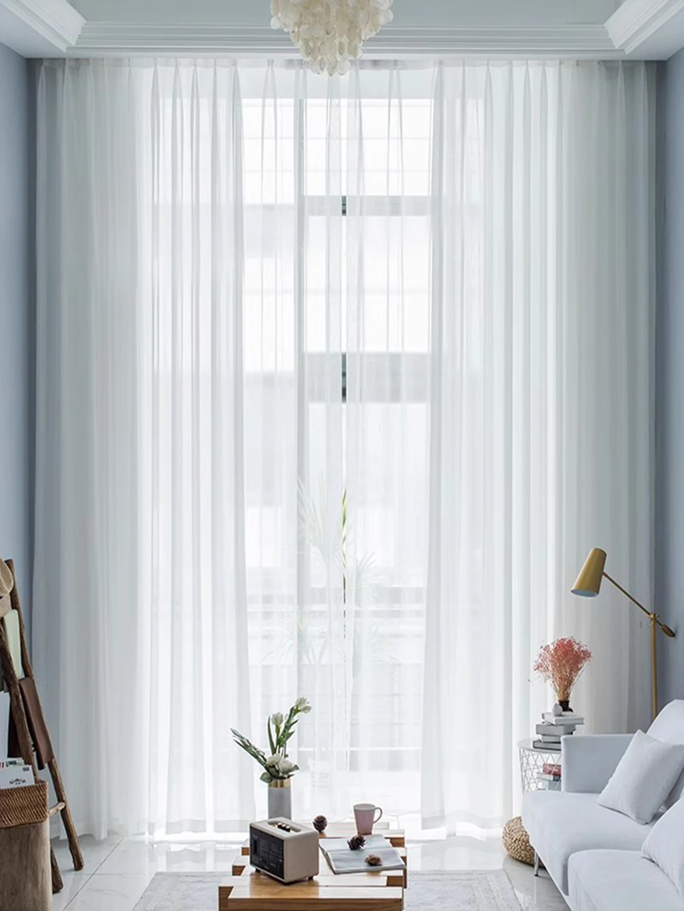 Vorhänge für die Küche, moderne Tüll-Voile-Organza-Vorhänge, Schattierung, solide weiße, transparente Vorhänge für Wohnzimmer-Dekoration, Fenster Image