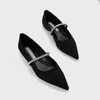 Strass Spitz Luxus Schuhe Frauen Chic Denim Mary Janes Schuhe Wohnungen Damen Elegante Schwarz Low