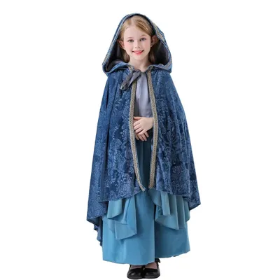 Verkleidung Mittelalterliche Prinzessin Cosplay Kind Mädchen Blau Flare Ärmel Kleid Kleid Image
