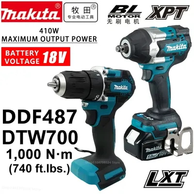 NEW Original Makita DTW700 DDF487 Electric Impact Wrench 1000 N.m High Torque 1/2 Inch Compatible With 18V Makita BL1860 Battery