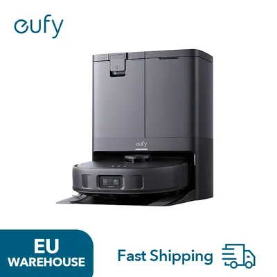 eufy X10 Pro Omni Robot Vacuum and Mop Combo, 8,000 Pa Suction, Dual Mops with 12 mm Auto-Lift and Carpet Detection, AI Obstacle Avoidance, Auto Mop Washing, Auto Drying, Self-Emptying, Self-Refilling