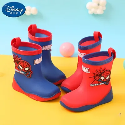 Disney Mädchen Cartoon Spider-Man Stiefel Elsa Prinzessin Mode lange Stiefel plus Samt Kinderschuhe Image
