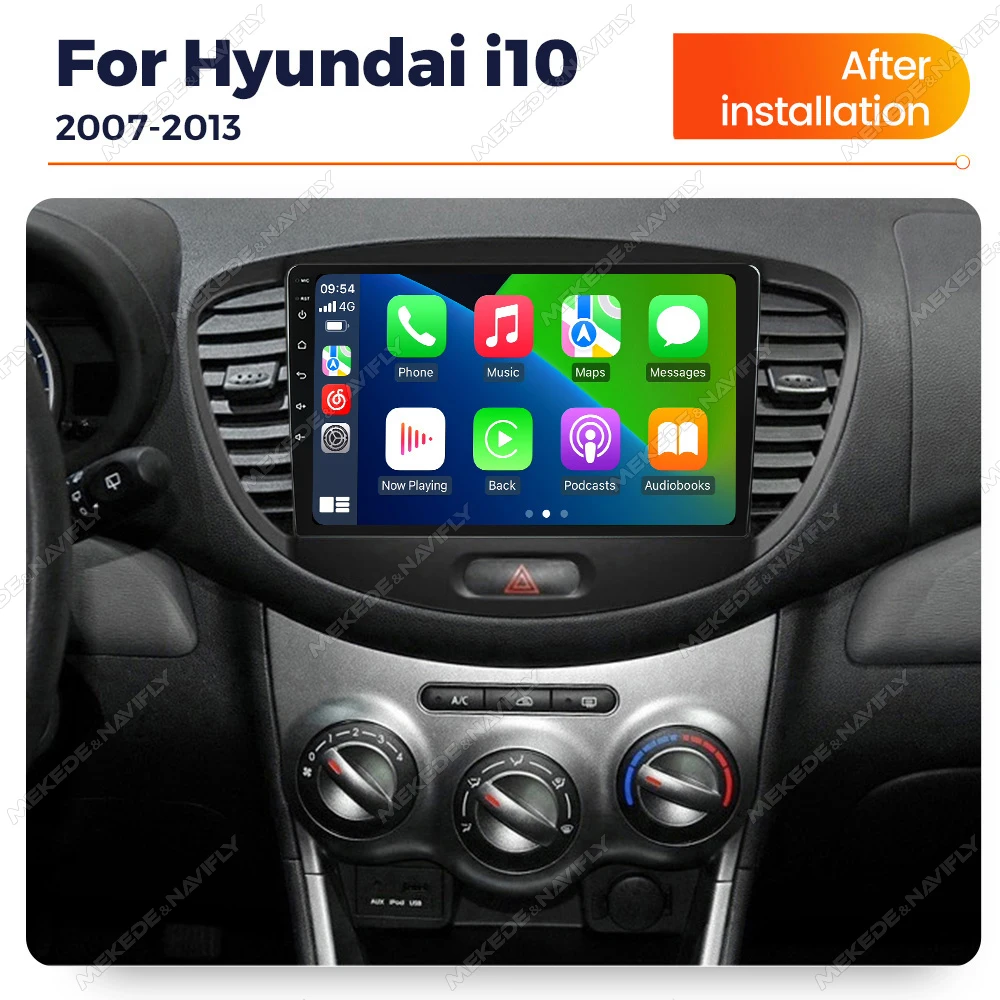 Neues 9 Zoll IP-Bildschirm Autoradio für Hyundai i10 2007 2008 2009 2010-2013 Auto spielen Android Auto Multimedia Video Player GPS WiFi Auto GPS Multimedia Radio, 8-Kern DSP ohne DVD Player, 2Din Image