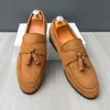 Frühling Herren Quaste Gelb Loafer Casual Leder Schuhe Mokassins Atmungsaktive Mann Slip auf