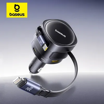 Baseus 90W Autoladegerät Typ-C iP Dual Retractable Cable Phone Charger PD QC SCP AFC PPS Schnellladung für iPhone Samsung Xiaomi