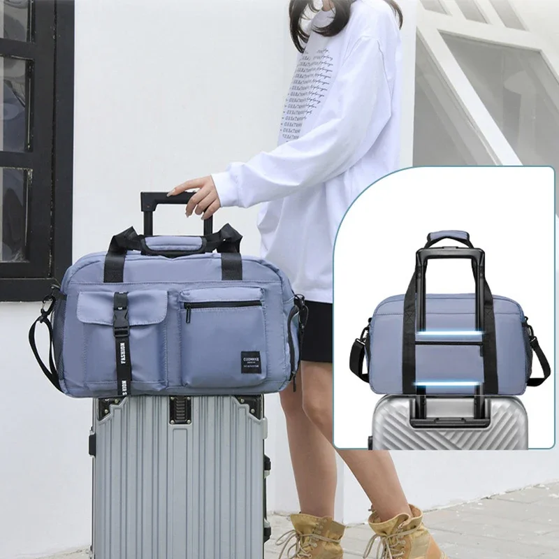 Große Fitnesstasche Sporthandtasche Damen Trocken Nass Schuhe Tasche Einzelne Schulter Umhängetasche Schwimmen Yoga Gym Reiserucksack Duffel Image