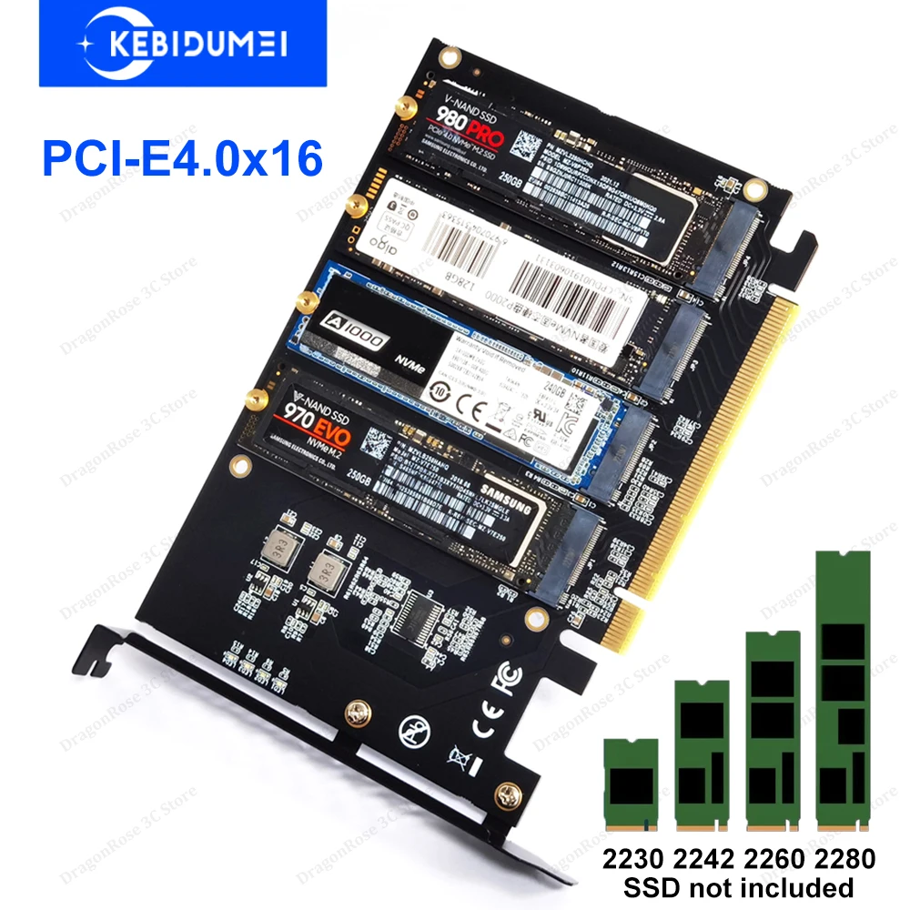 M.2 NVME SSD zu PCIe 4.0 3.0 Adapter M.2 SSD GEN4 PCIe 4.0 PC Motherboard X1 X4 X8 X16 Erweiterungskarte für 2230 2242 2260 2280 Image