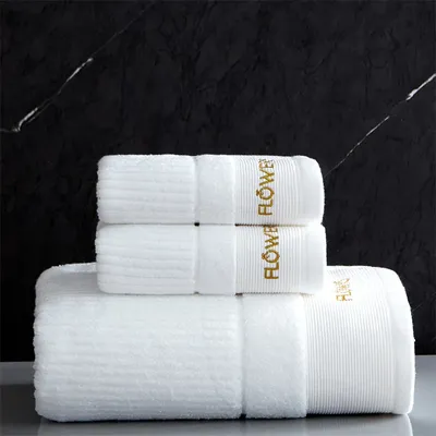 100% Cotton Towel Set Absorbent Adult Bath Towel Solid Color Embroidery Soft Face Towel Thickened Cotton Towel