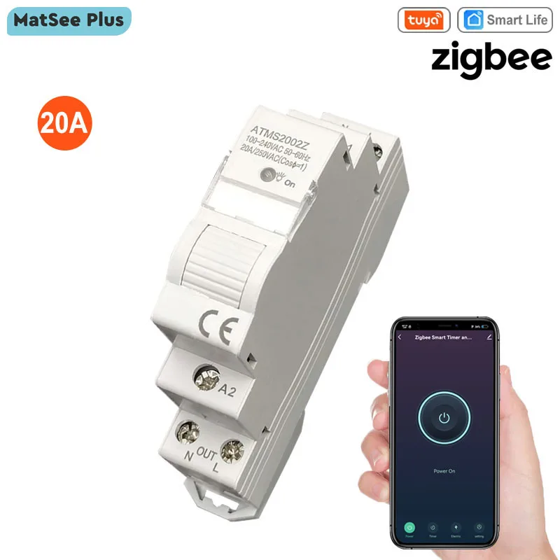 Tuya Smart Life ZigBee 20A Relaisschalter Timing Din Rail Energy Power Monitor App Fernbedienung Funktioniert mit Alexa Google Home Image