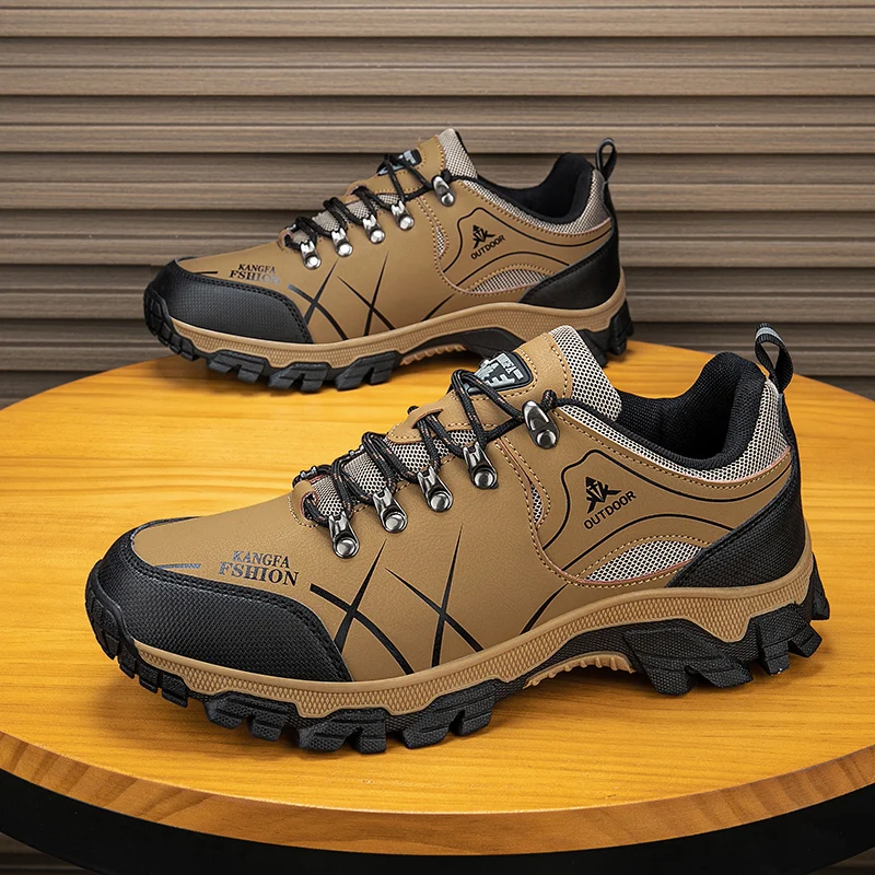 Outdoor-Wanderschuhe Herren Leder Trekking Sneakers Schnür-Klettertrainer Wanderschuhe Große Größe Jagd Taktische Stiefel