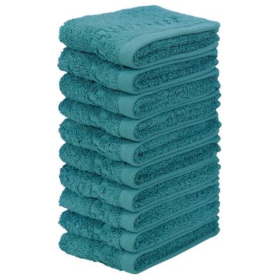 Waschlappen MY HOME "Regona, Seiftücher (30x30cm), flauschig und weich, 500 gr/m²", blau (petrol), 10 tlg., Frottier, Waschlappen, Premium Handtücher mit Bordüre, Handtuch-Set, 100% Baumwolle Image