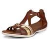 Riemchensandale ECCO "FLASH", Damen, Gr. 35, bunt (braun, goldfarben), Leder, sportlich, Schuhe, Sommerschuh, Sandalette, Klettschuh, im Metallic-Look