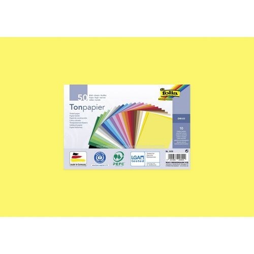 Folia DIN A3 Bastelpapier Farbig sortiert 130 g/m² 50 Blatt Image