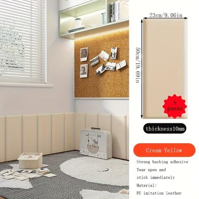 TEMU 5pcs Simple Solid Color 3d Self-adhesive Anti-collision Wall Stickers Bedside And Side Wall Edges Tatami Wall Edges, Ideal Gift Choic Image
