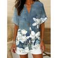 Camicia boho da donna floreale grafico elegante Bohemia vintage maniche senza maniche manica corta top regolari per vacanze al mare nera bianca rosa blu khaki estate primavera