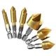 Countersink Drill Bit 1/4'' Hex Shank HSS 5 Flute Countersink 90 Degree Center Punch Tool Sets for Wood 6mm-19mm
