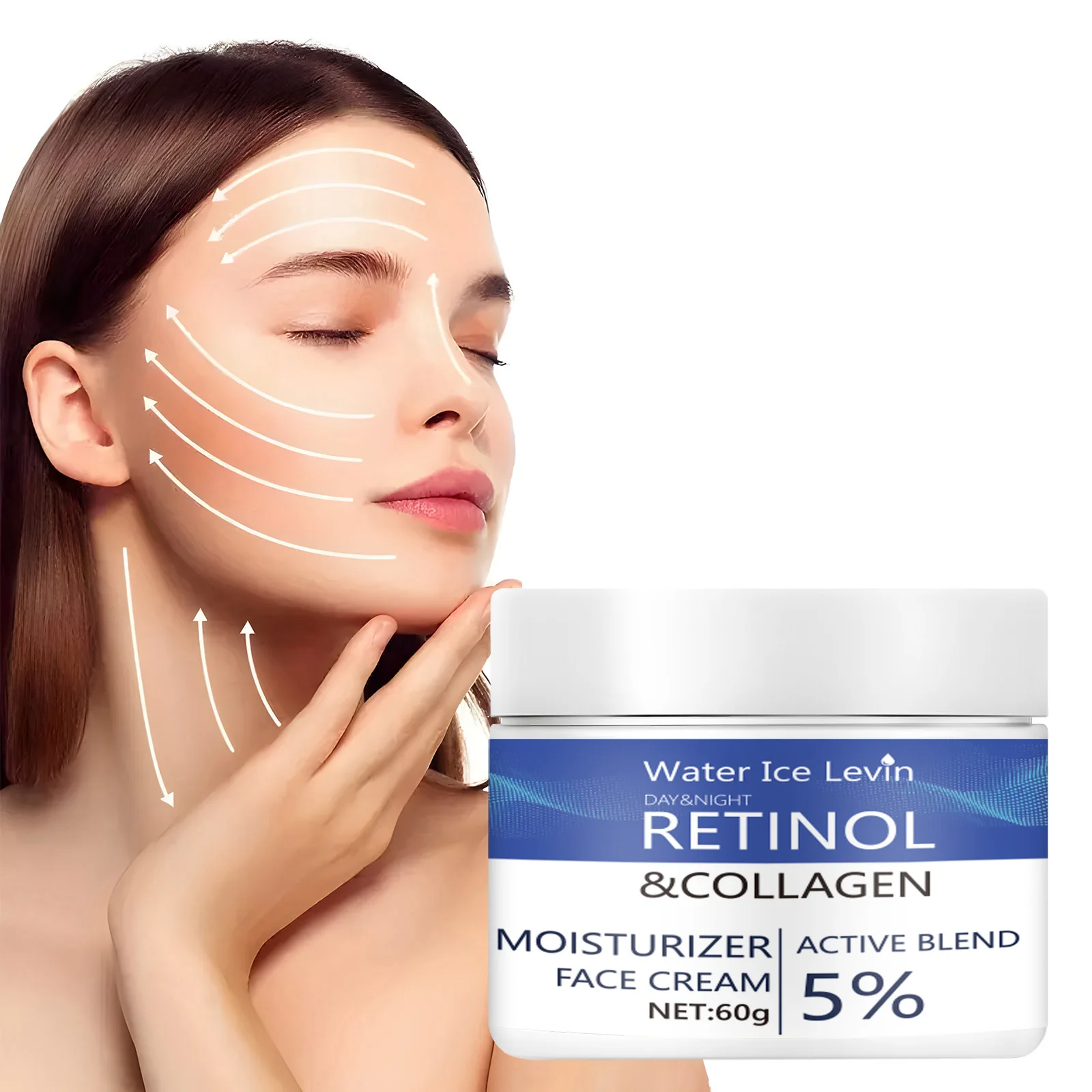 50 ml, Retinol-Kollagen-Straffungscreme, Hyaluronsäure, straffende Feuchtigkeitscreme, milde Inhaltsstoffe inklusive Aloe Vera, grüner Tee, Vitamin E, feuchtigkeitsspendende, glättende und straffende Image