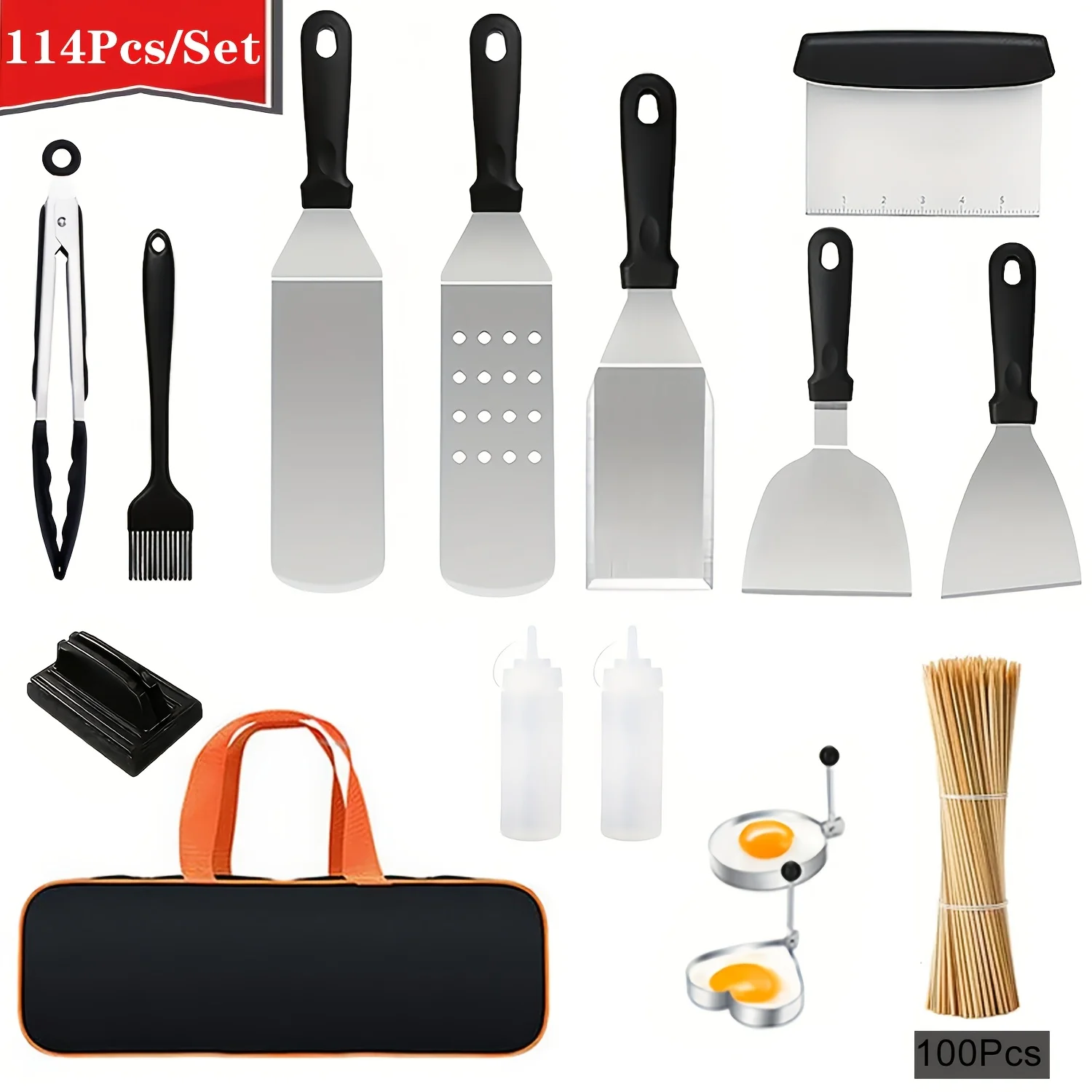 114-teiliges Set Grillzubehör, Grillschaber für den Außenbereich, Haushaltsgegenstände, Küchenzubehör, Grillzubehör Image