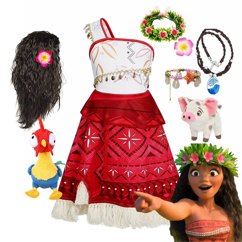 Disney Film Moana 2, inspiriertes Prinzessin Vaiana Kostüm Voyager Abenteuer Kleidung One Shoulder Kleid Ozeanien Moana Rollenspiel Robe Image