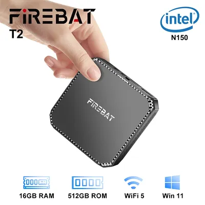 FIREBAT T2 MiniPC Intel N150 Dual Band WiFi5 BT4.2 16GB 512GB Windows 11 Desktop Gaming Computer Mini PC Gamer