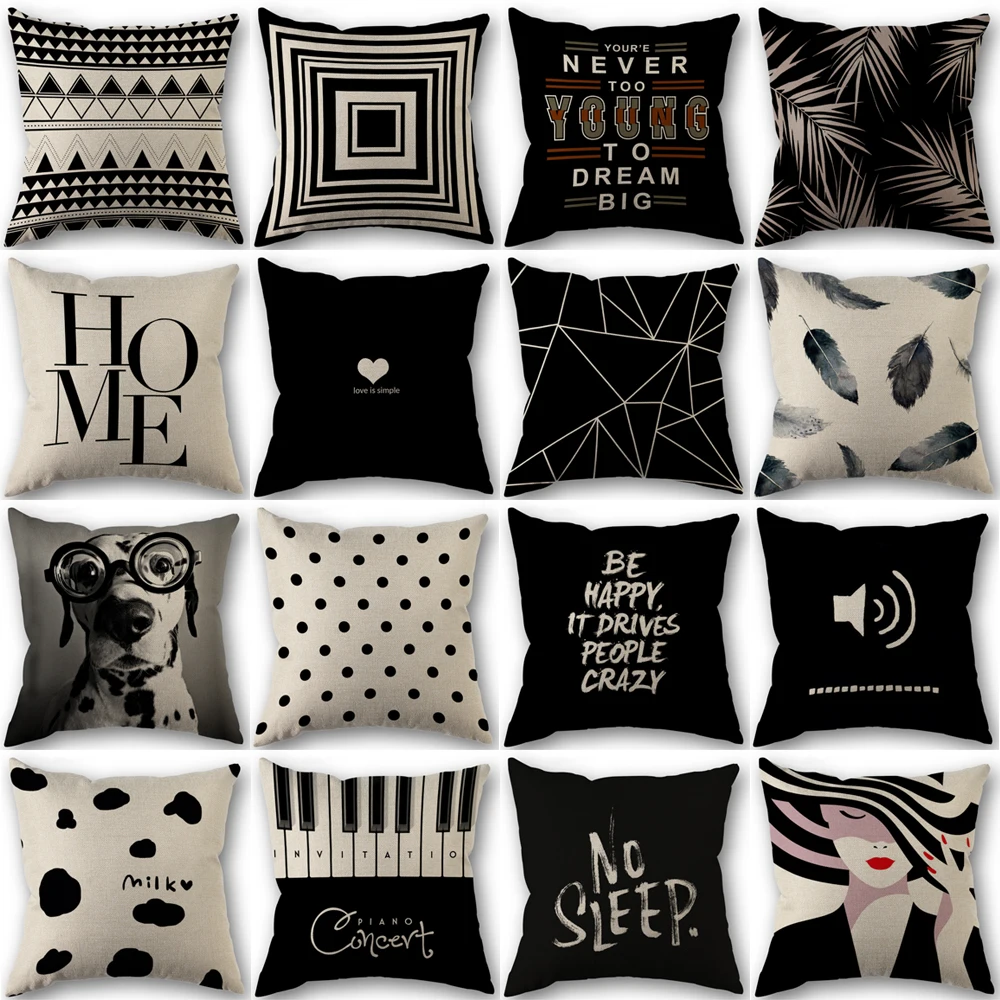 1pc schwarz und weiß geometrische Porträt Kissen bezug Home Sofa Büro Kissen bezug Dekor Auto Dekoration 1011 Image