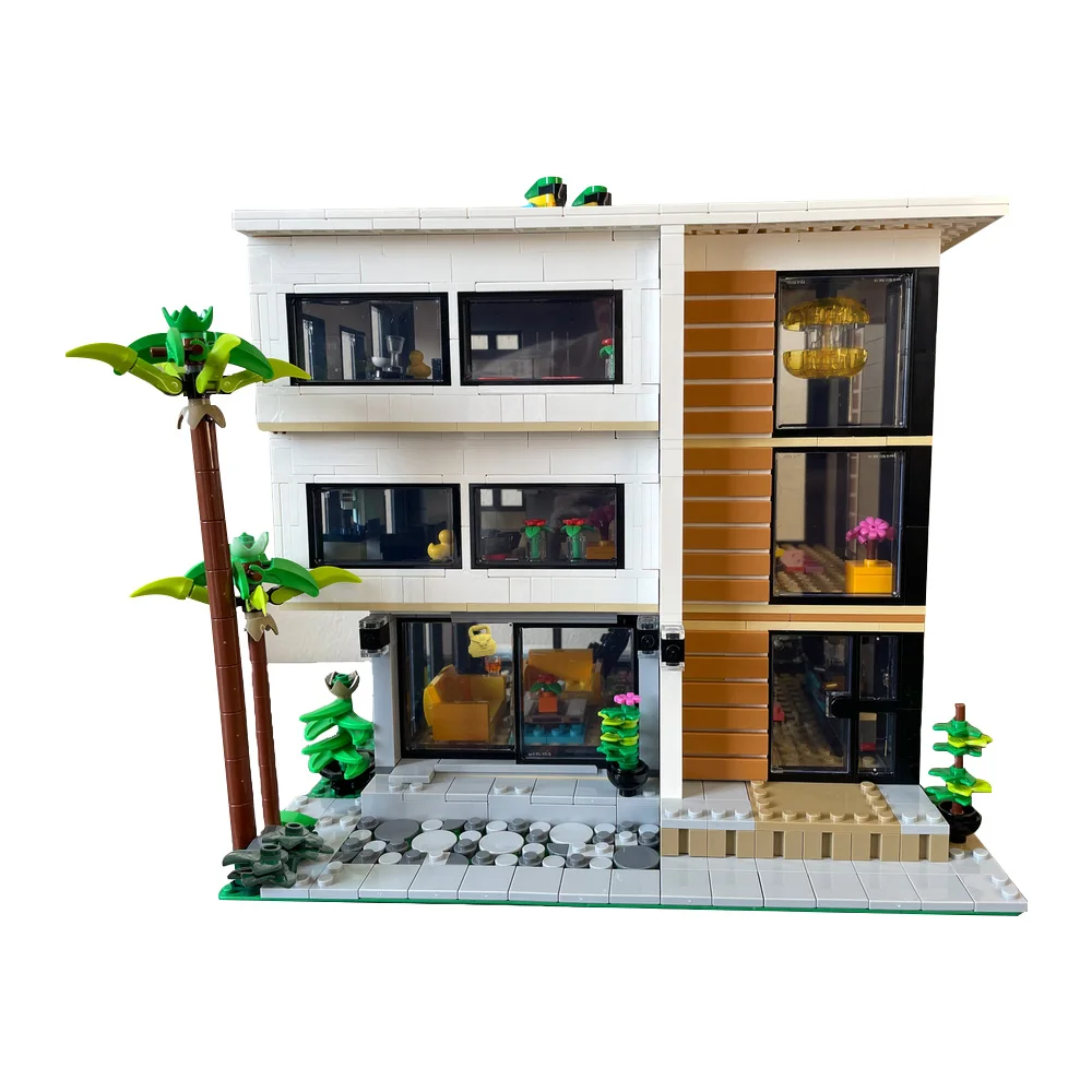 MOC Modulares modernes Haus V2 Bausteine Modell Modernes Haus V2 Modulares alternatives Bau von 2x31153 Ziegelmontage Kinderspielzeug Image