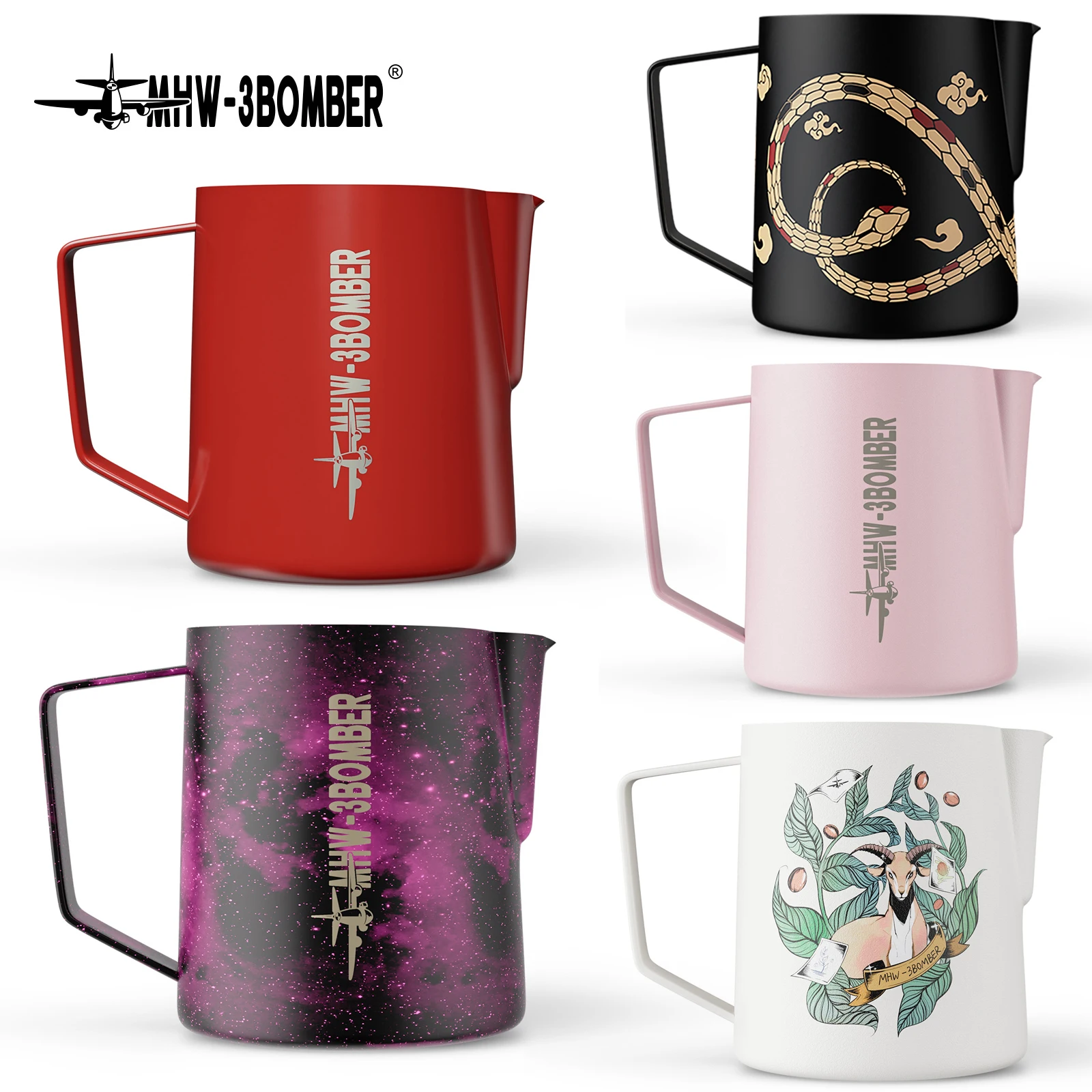 MHW-3BOMBER 500/600 ml Milchaufschäumkrug Edelstahl Milchkaffee Latte Art Barista Cup Espressoaufschäumer Dampfkrug Image