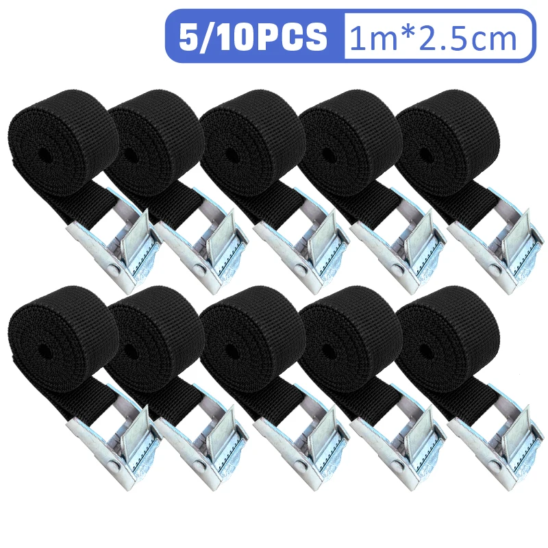 5/10 Stück 1M Schnalle Spanngurt Frachtgurte für Auto Motorrad Fahrrad mit Metallschnalle Abschleppseil Starker Ratschengürtel für Gepäck Image