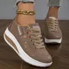 Damen Casual Sportschuhe atmungsaktive bequeme Keil absatz dicke Sohle Turnschuhe Schnürschuhe