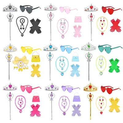 Mädchen Elsa Prinzessin Zubehör Halloween Cosplay Fancy Dress Up Brille Handschuhe Krone Zauberstab Image