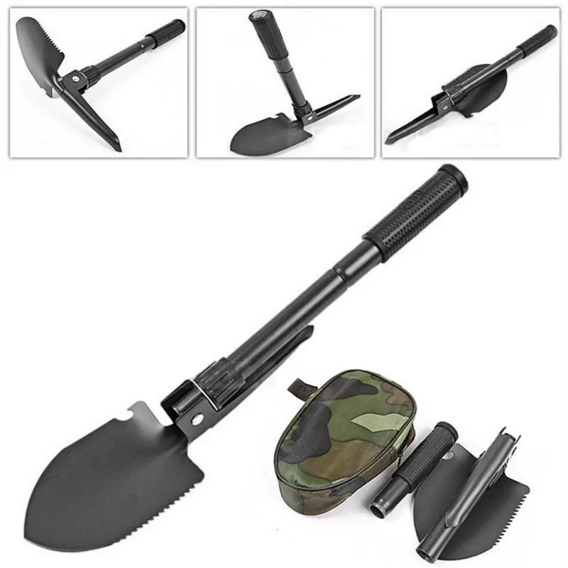 Faltbare Schaufel mit Kompass, vielseitig einsetzbar, für Camping, Wandern, Rucksackreisen, Gartenarbeit, Wandern, Zubehör Image