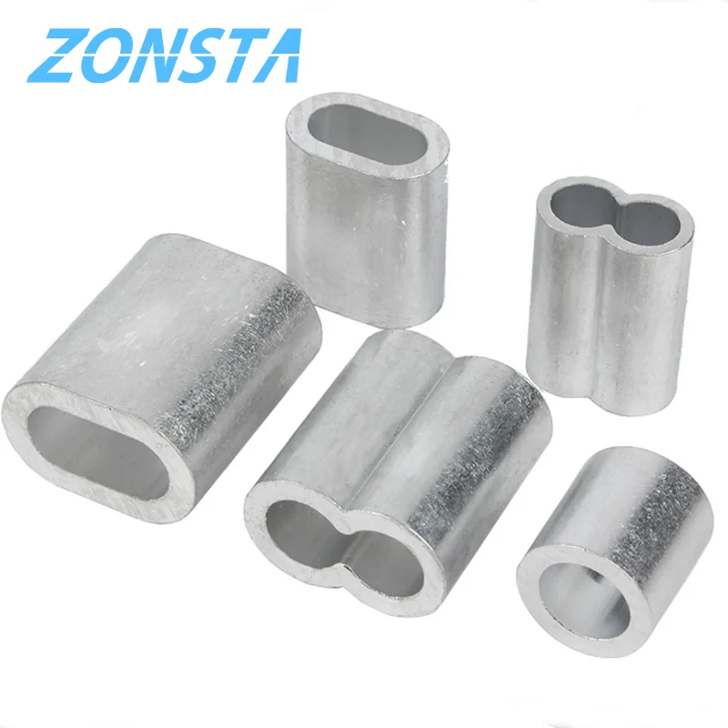 Drahtseil-Crimp-Befestigungsclip mit fester Hülse, oval, rund, 8-Typ-Aluminium-Clips, Verbindungsverriegelungskreis, 0,5/0,8/1 ~ 16 mm, feste Schnalle Image