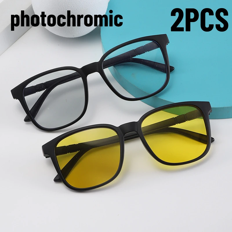 1/2PCS Sport Sonnenbrille Männer Photochrome Angenehm Tragen Platz Gläser Männlich Gelb Nacht Fahren Licht Gewicht Brillen UV400 Image