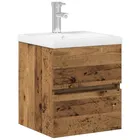 Meuble lavabo avec lavabo intégré en chêne noir composite 41x38,5x45 cm