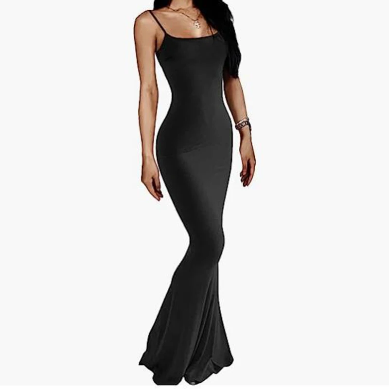 Abito lungo senza maniche senza schienale in raso Slip donna Y2K Summer Bodycon Elegant Sexy outfit Ladies Birthday Party Club Sundress