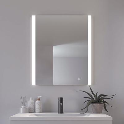 Badspiegel LOEVSCHALL "Vega Quadratisch, Badzimmerspiegel mit LED Beleuchtung, Lichtspiegel", silber, Spiegel, B/H/T: 60cm x 70cm x 2,7cm, Spiegelglas, Touchpanel für Lichtsteuerung, Dimmbar Spiegel, Dänisches Design, B:60cm H:70cm T:2,7cm Image