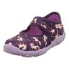 Hausschuh SUPERFIT "BONNY WMS: Mittel", Kinder, Gr. 34, lila (lila einhorn), Baumwolle, bedruckt, klassisch, Schuhe, Kindergartenschuh mit Einhorn-Motiv, Größenschablone zum Download