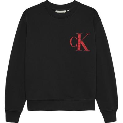 Sweatshirt CALVIN KLEIN JEANS "BACK GRAPHIC TERRY CN", Jungen, Gr. 10 (140), schwarz (ck schwarz), Sweatware, Obermaterial: 100% Baumwolle, unifarben, casual, regular fit hüftlang, Rundhals, Langarm Bündchen, Sweatshirts, für Kinder bis 16 Jahre,... Image