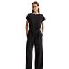Overall MARC O'POLO "aus TENCEL™ Lyocell", Damen, Gr. 36, Normalgrößen, schwarz, Obermaterial: 100% Lyocell, unifarben, casual, relaxed fit lang, Rundhals, ohne Ärmel, Overalls
